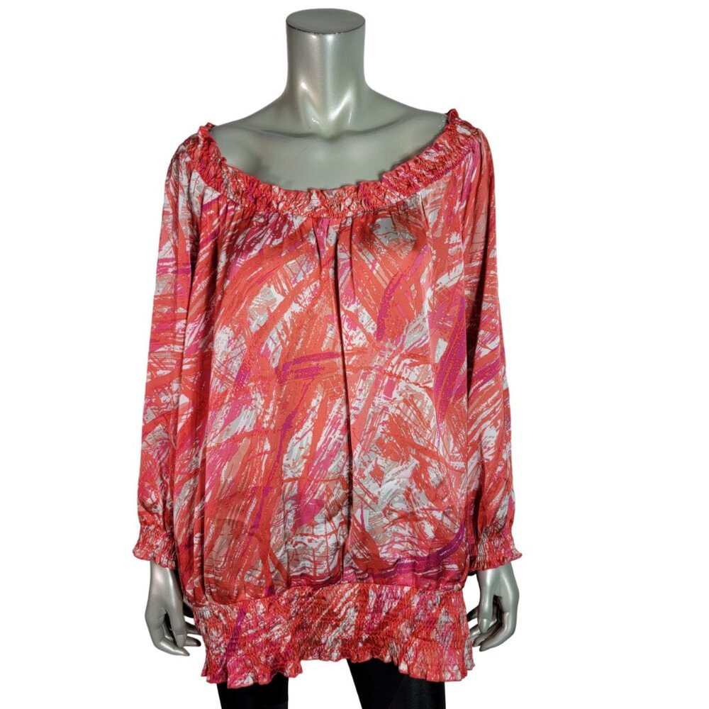 Cato Top Plusβ Size 26/28W Boatneck Long Sleeve Lightweight Pullover Casual Pink